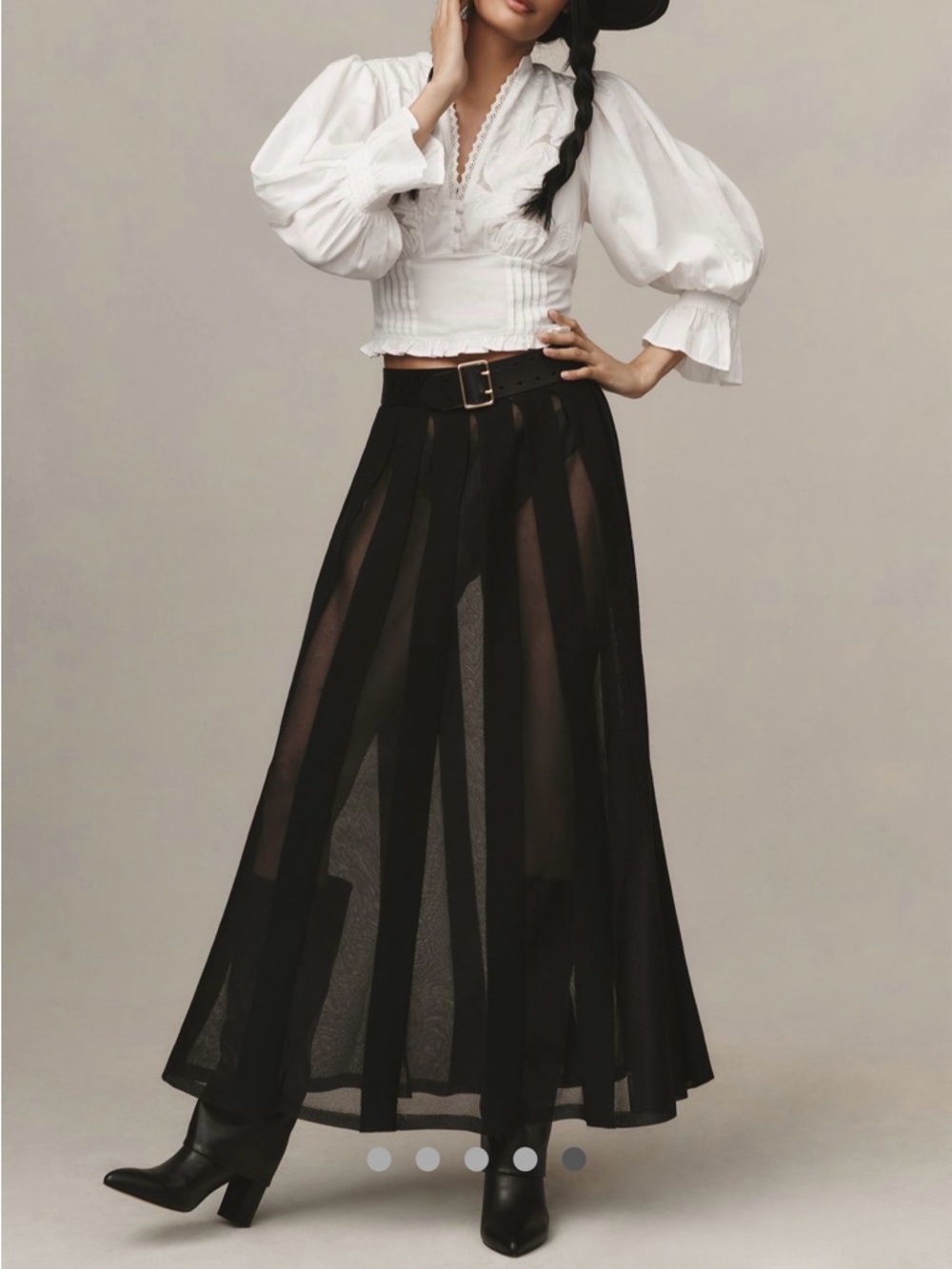 Anthropologie Black Sheer
Pleated Maxi Skirt Size L